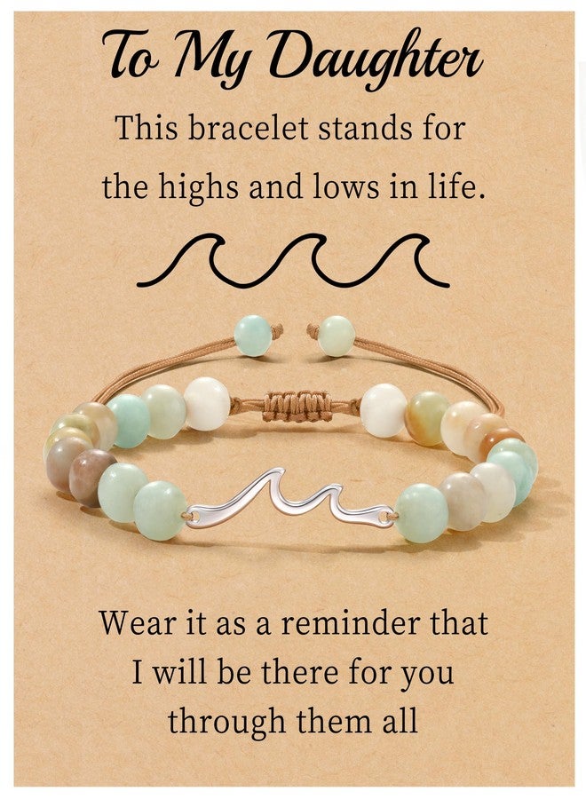 Sistble Christmas Gifts for Daughter, Daughter Bracelet Gifts from Mom, Stocking Stuffers Wave Bracelets for Teen Natural Stone Beaded Bracelet Summer Beach Inspirational Birthday Gift Jewelry - Image 1